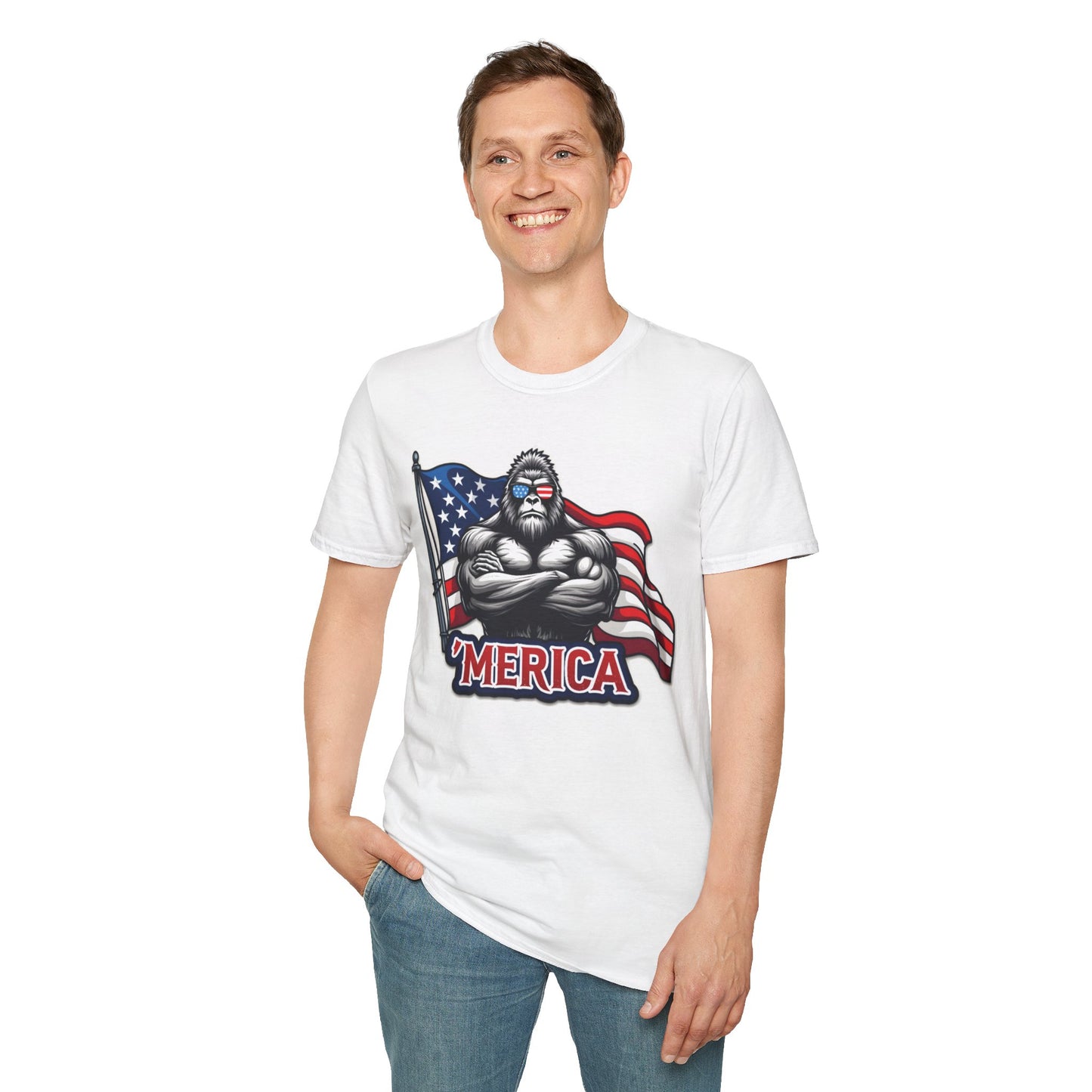 'Merica Bigfoot T-Shirt, Unisex Americana Tee