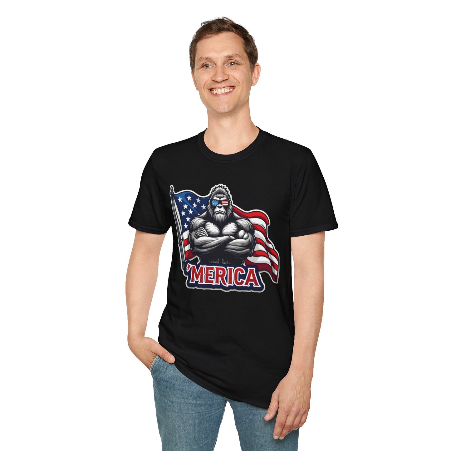 'Merica Bigfoot T-Shirt, Unisex Americana Tee
