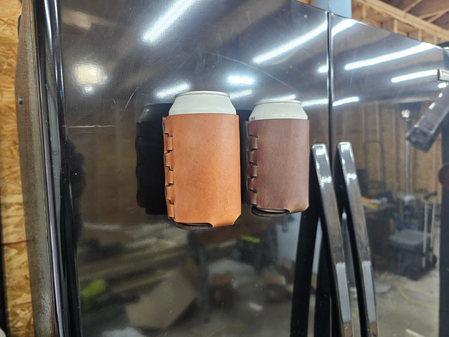 Magnetic REAL LEATHER Can Coozie