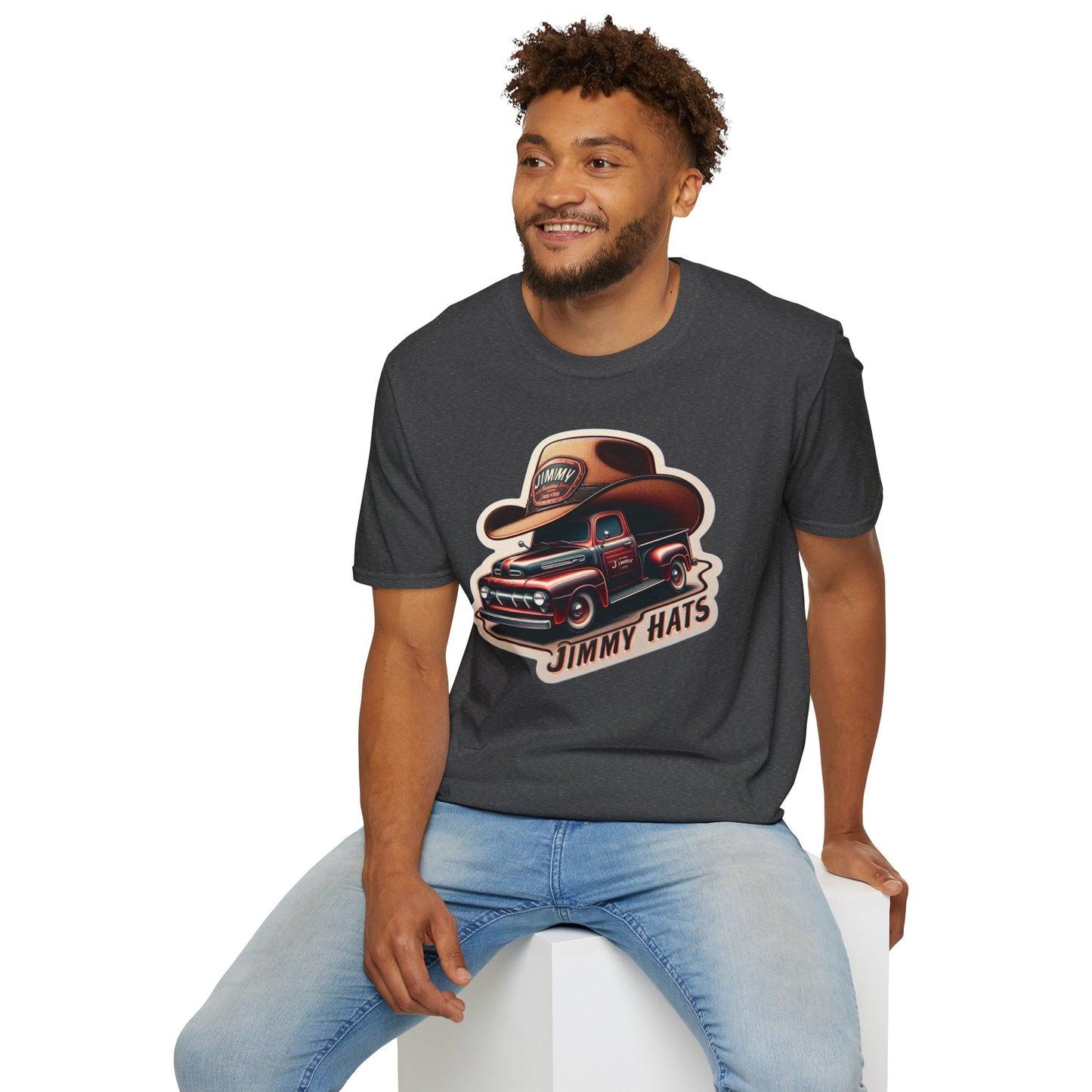 Cowboy Hat on Truck Unisex Softstyle T-Shirt