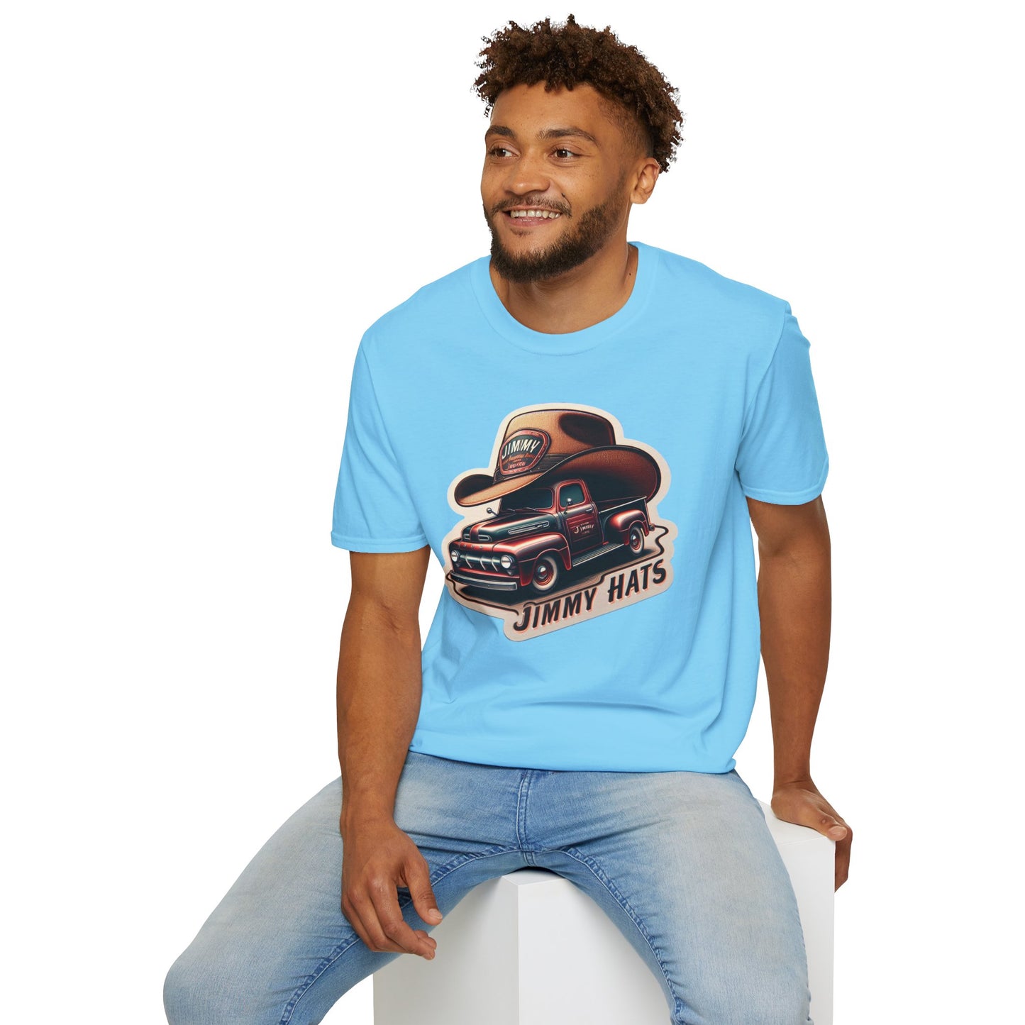 Cowboy Hat on Truck Unisex Softstyle T-Shirt