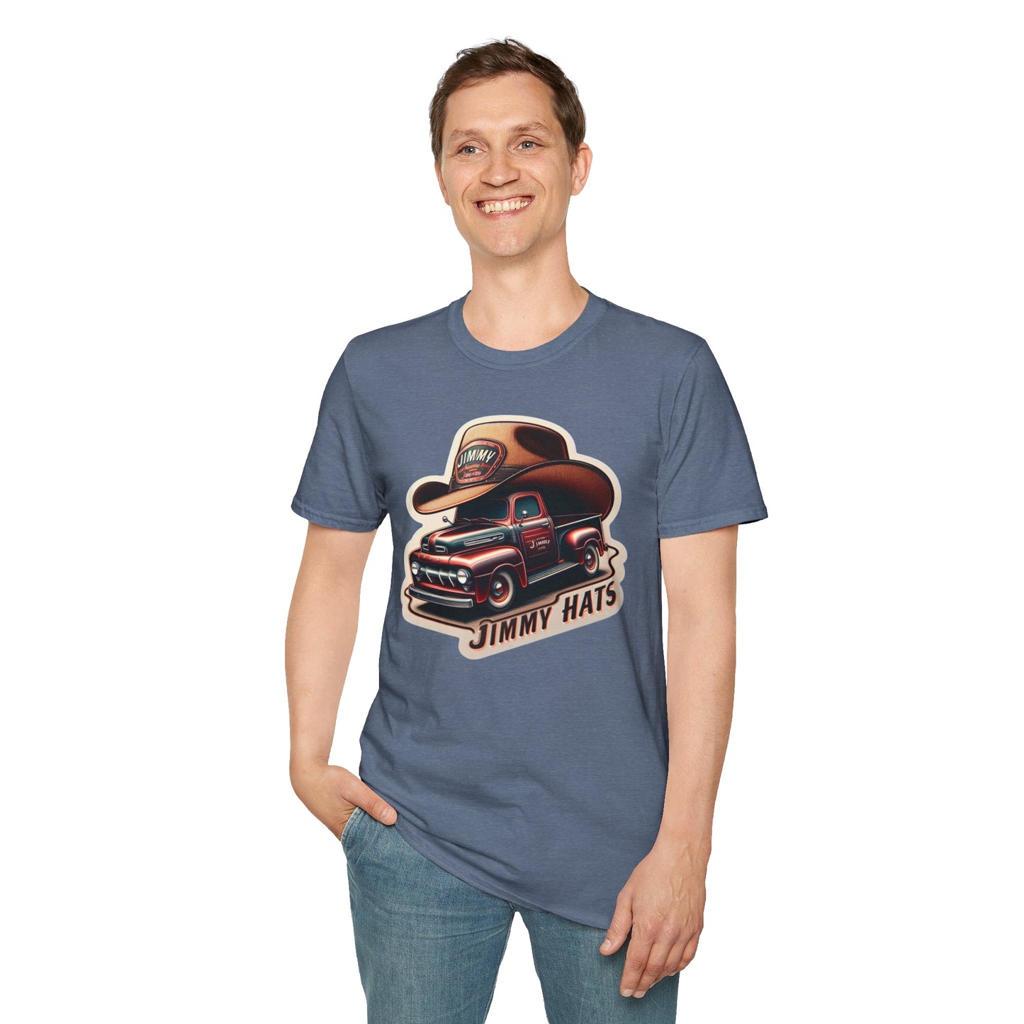 Cowboy Hat on Truck Unisex Softstyle T-Shirt