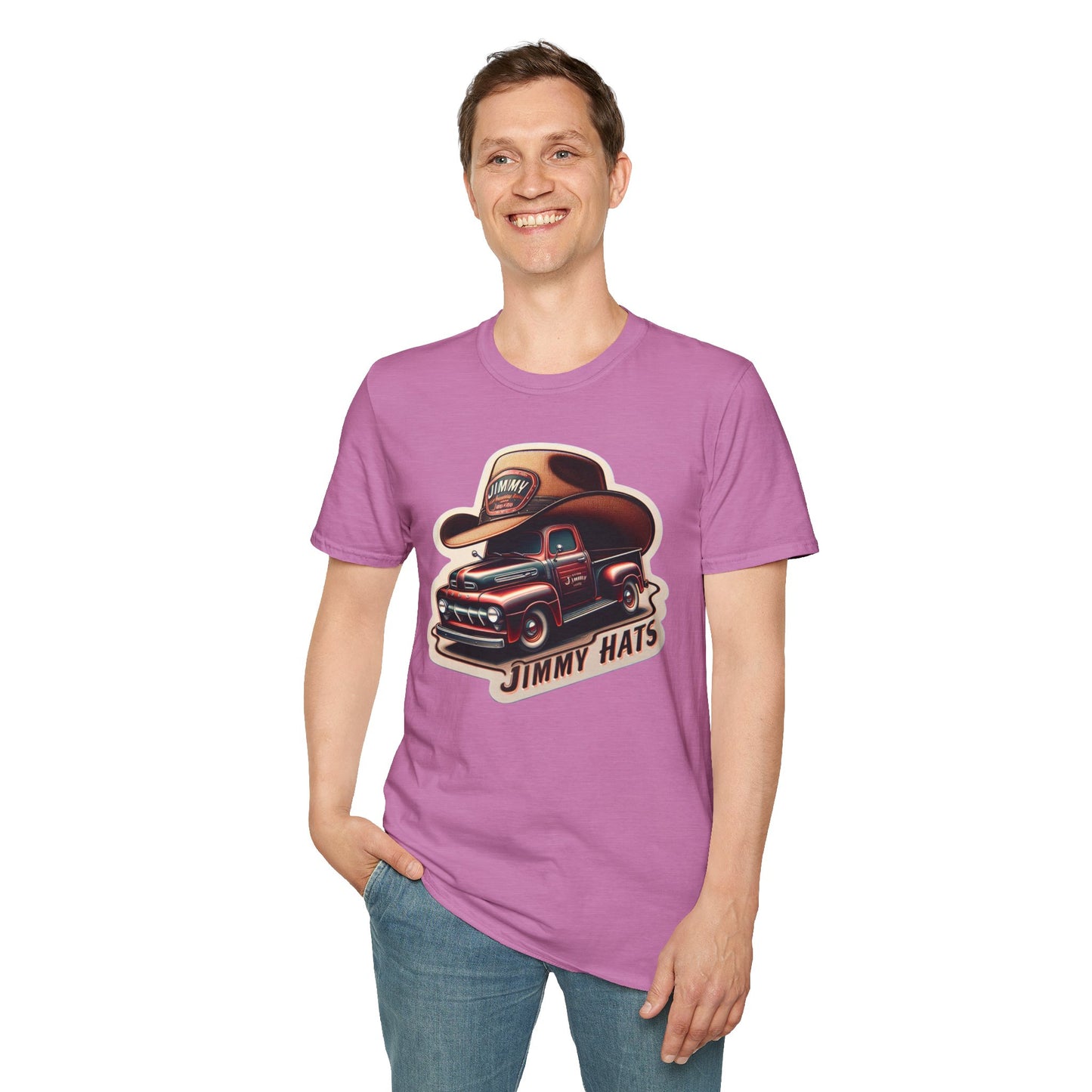 Cowboy Hat on Truck Unisex Softstyle T-Shirt