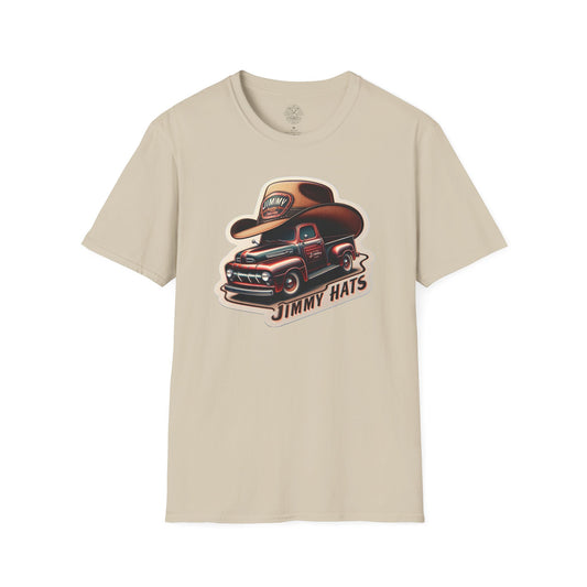 Cowboy Hat on Truck Unisex Softstyle T-Shirt