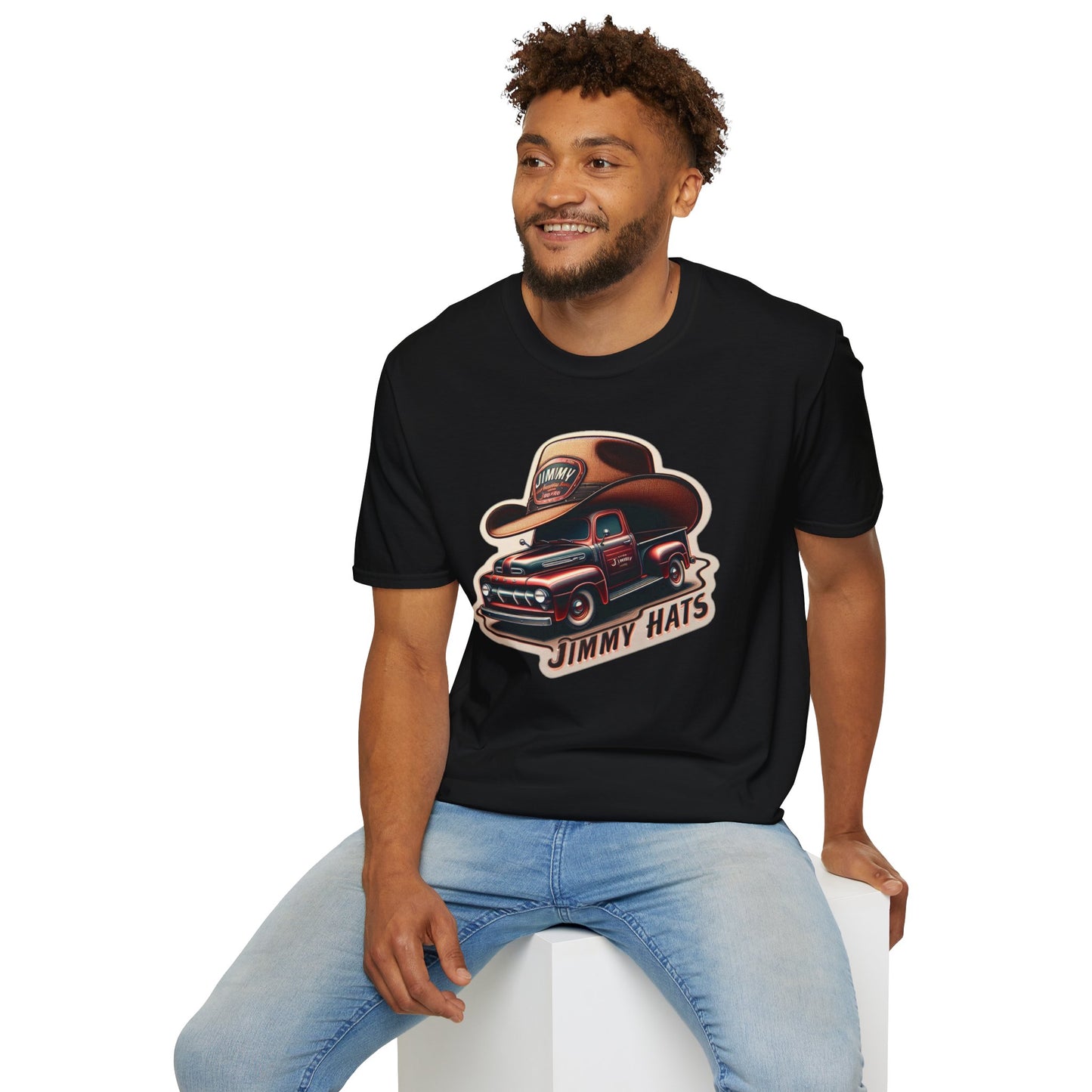 Cowboy Hat on Truck Unisex Softstyle T-Shirt