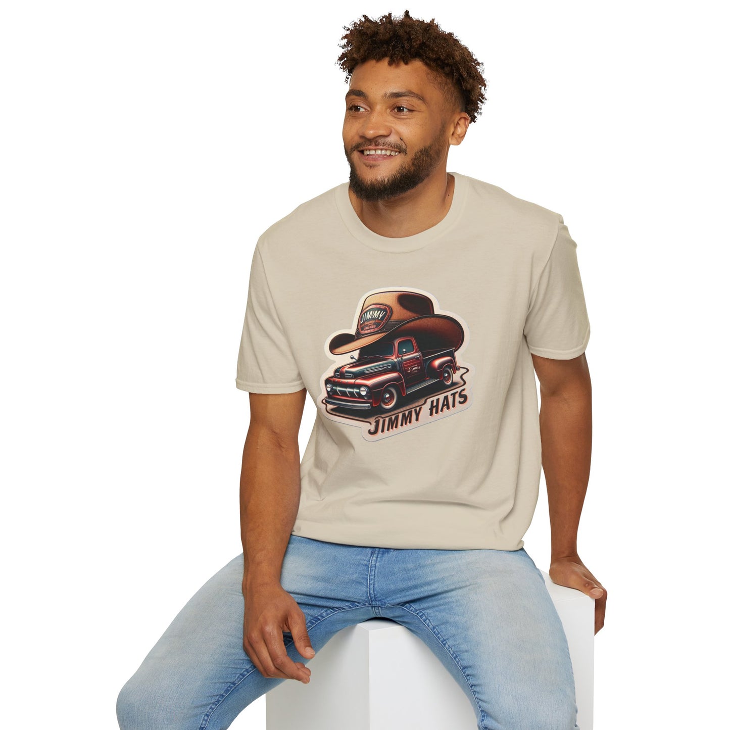 Cowboy Hat on Truck Unisex Softstyle T-Shirt