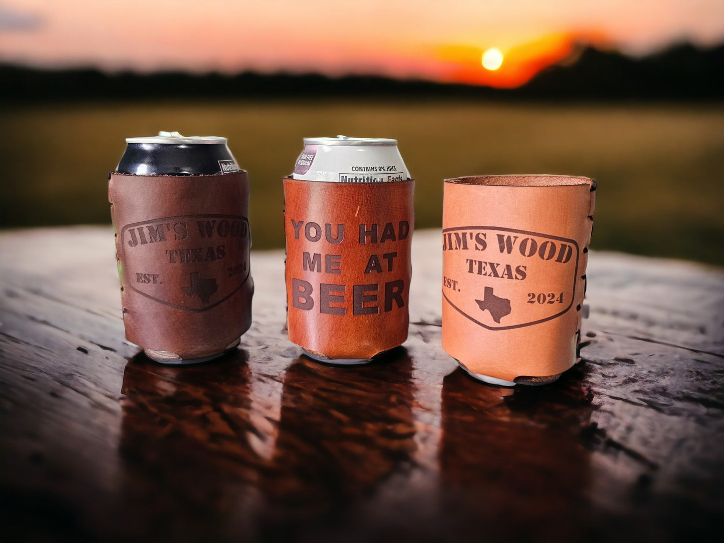 CUSTOM Full Grain Leather Coozies!