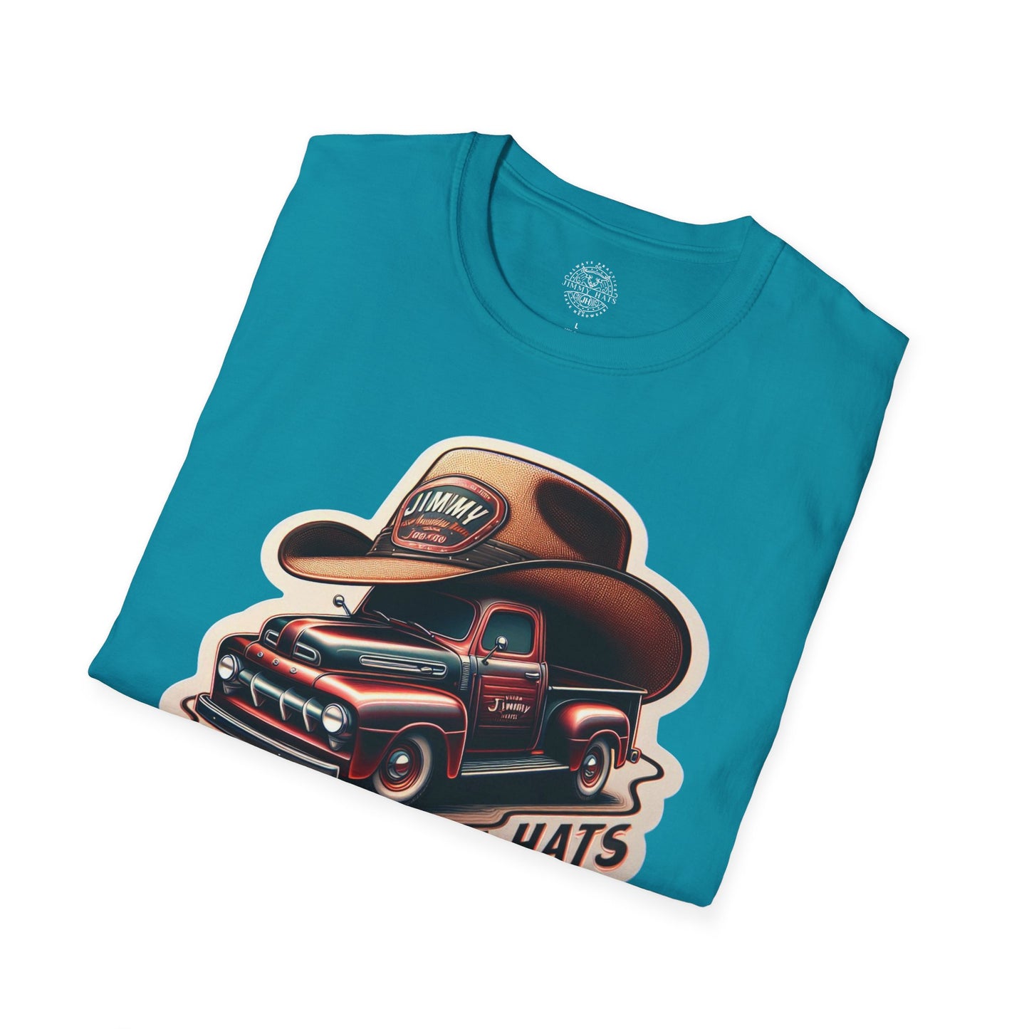 Cowboy Hat on Truck Unisex Softstyle T-Shirt