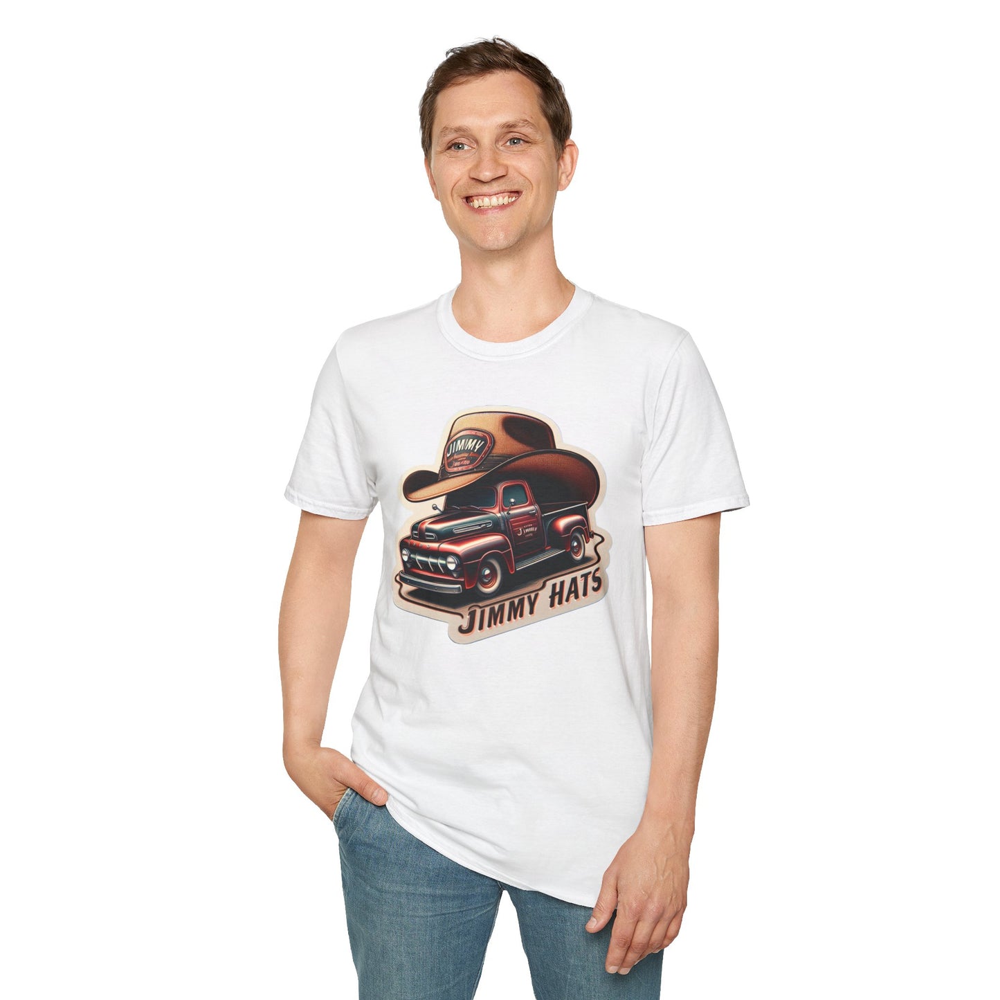 Cowboy Hat on Truck Unisex Softstyle T-Shirt