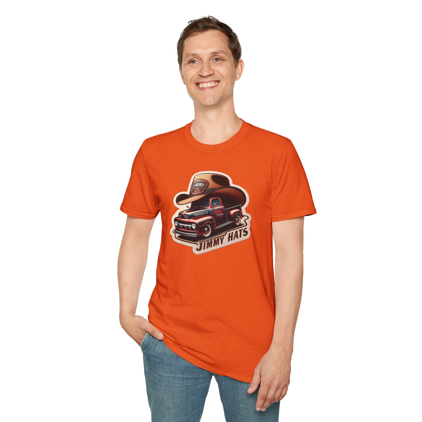 Cowboy Hat on Truck Unisex Softstyle T-Shirt