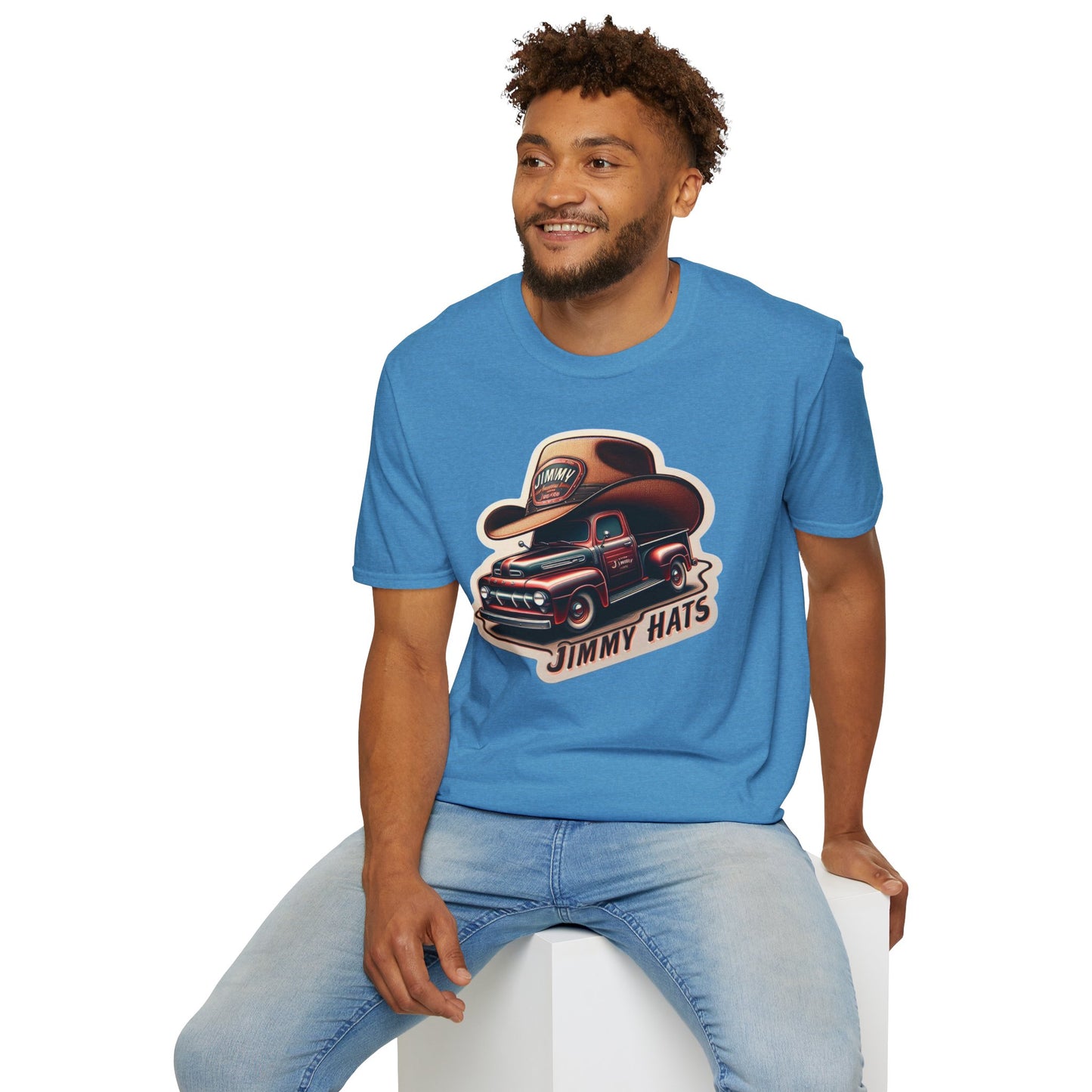 Cowboy Hat on Truck Unisex Softstyle T-Shirt