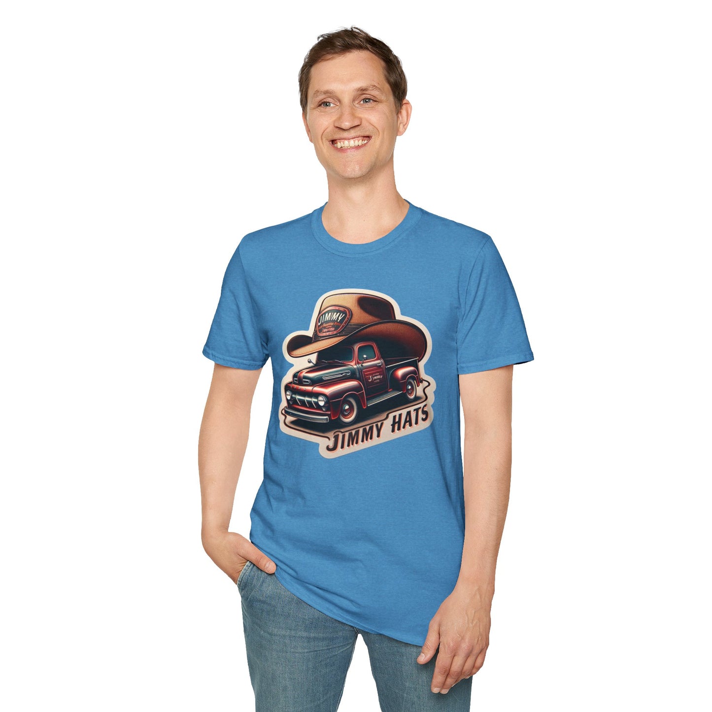 Cowboy Hat on Truck Unisex Softstyle T-Shirt