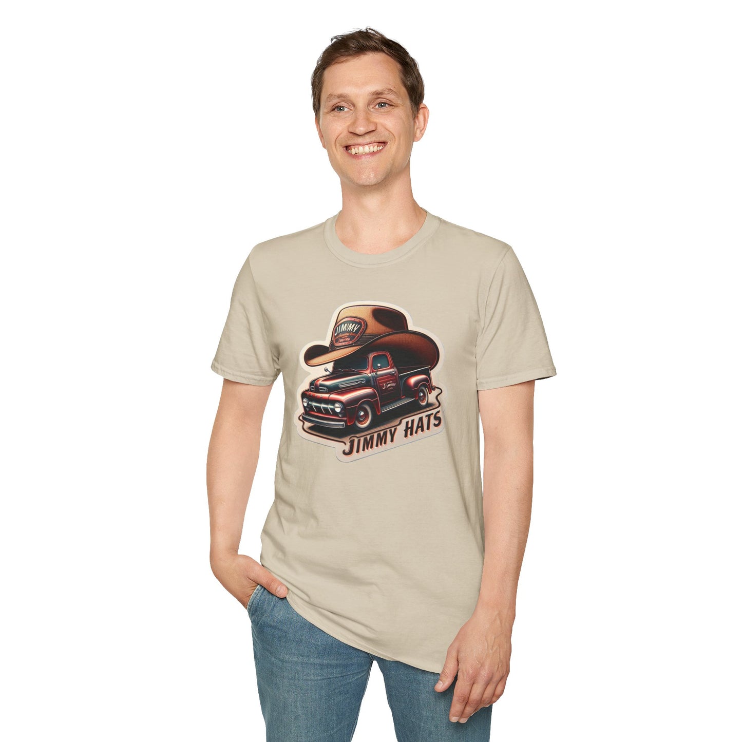 Cowboy Hat on Truck Unisex Softstyle T-Shirt