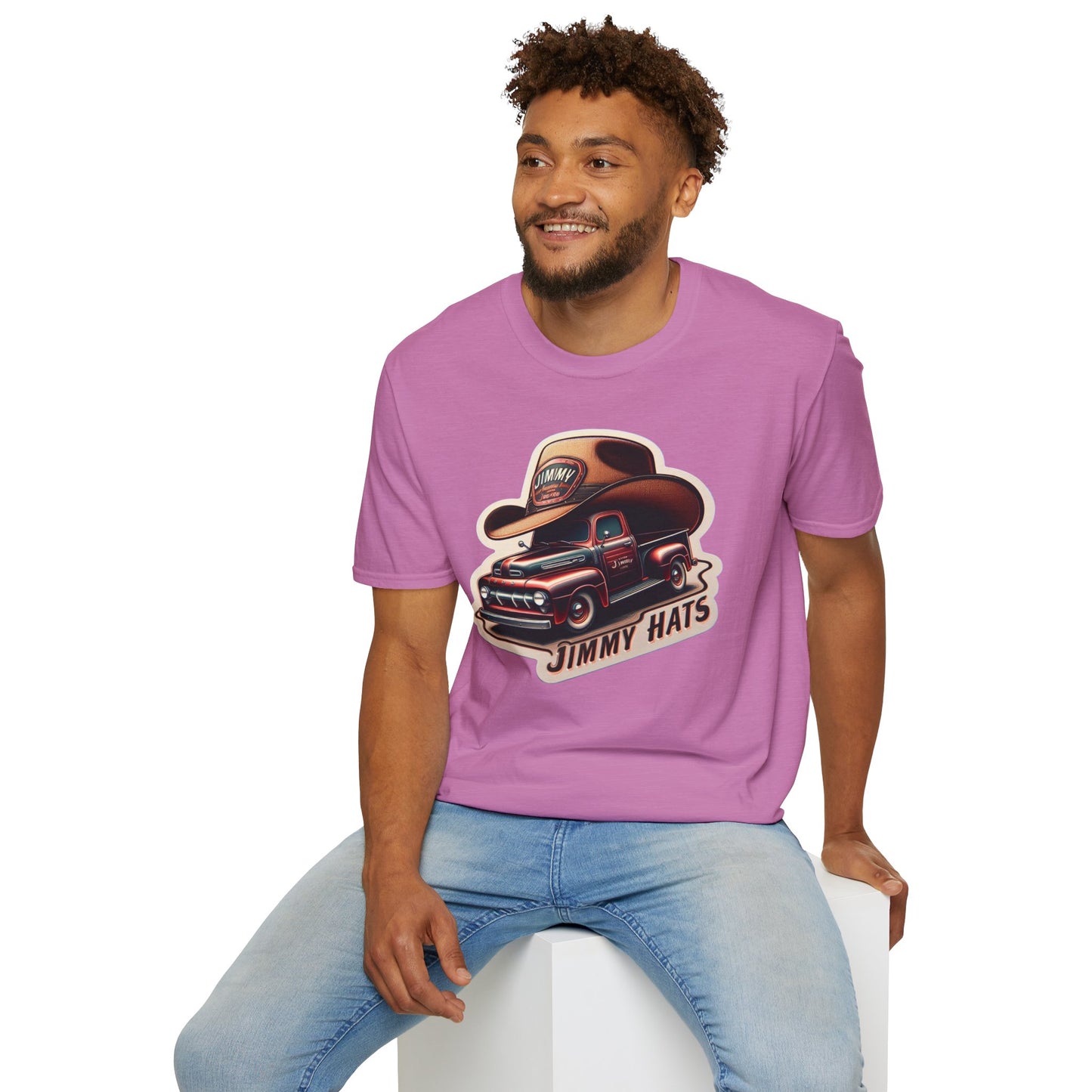 Cowboy Hat on Truck Unisex Softstyle T-Shirt