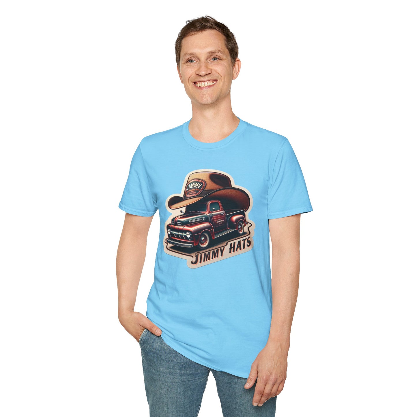 Cowboy Hat on Truck Unisex Softstyle T-Shirt