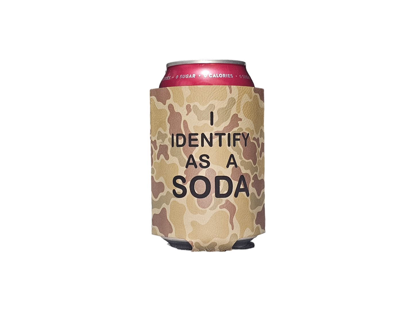 I Identify as a Soda Green Camo Can Sleeve - Uninsulated