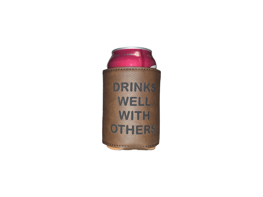 Insulated Leatherette Coozie - Dark Brown